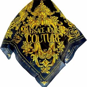 Versace Jeans Couture Silk Scarf Black & Gold Print⚜️🕋